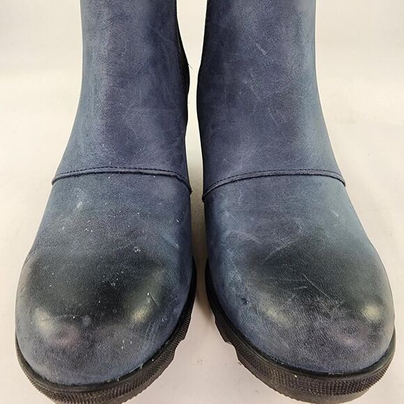 Sorel Joan of Arctic Wedge Chelsea Boots US 8.5 Blue Leather Ankle Booties Boot - Picture 7 of 12